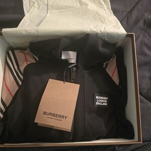 Kids Burberry Black Hoodie with Beige and Red Accents Size 12 Years Old 10/12